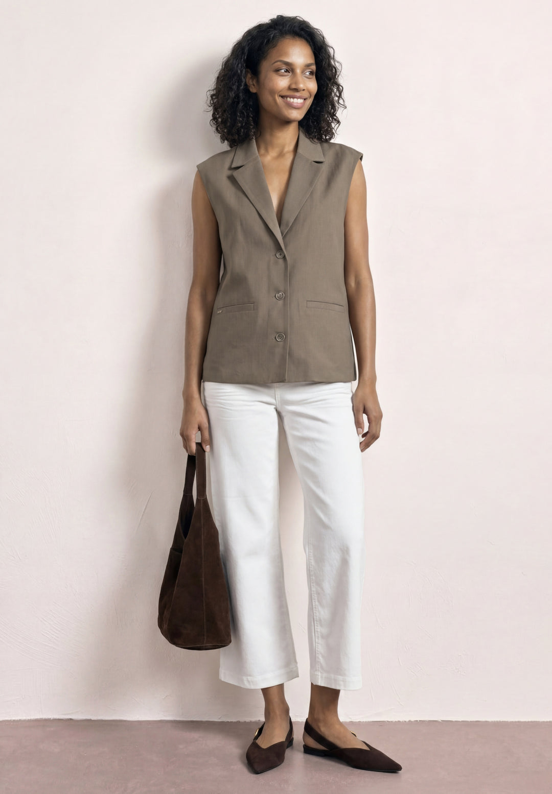 Vest A-Line Rever Pocket Twill, dark beige 17729 Bild 5
