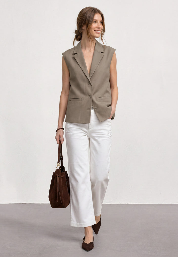Vest A-Line Rever Pocket Twill, dark beige 17729 Bild 5
