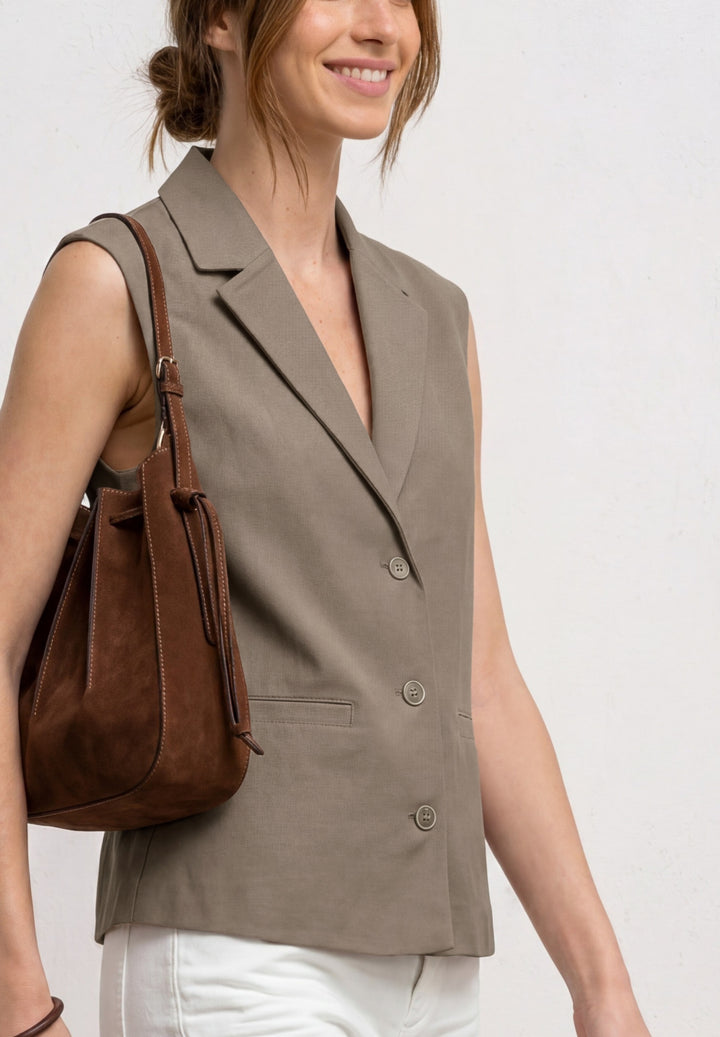 Vest A-Line Rever Pocket Twill, dark beige 17729 Bild 6