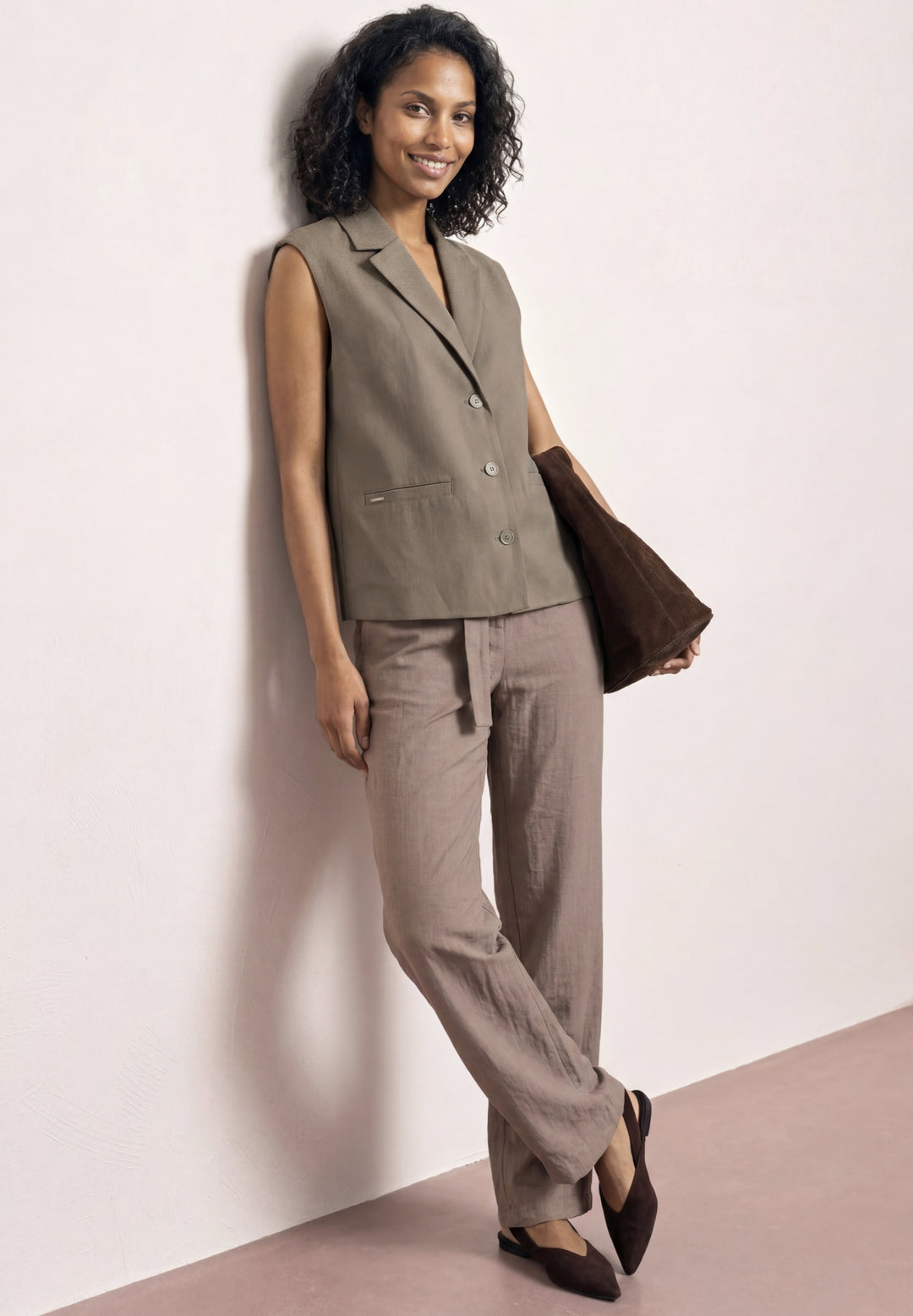Vest A-Line Rever Pocket Twill, dark beige 17729 Bild 6