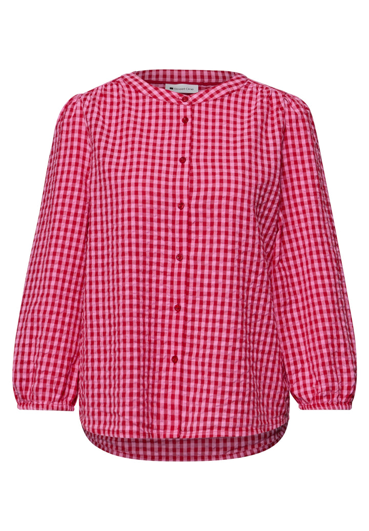 Vichy buttoned roundneck blous, salsa red 27504 Bild 1
