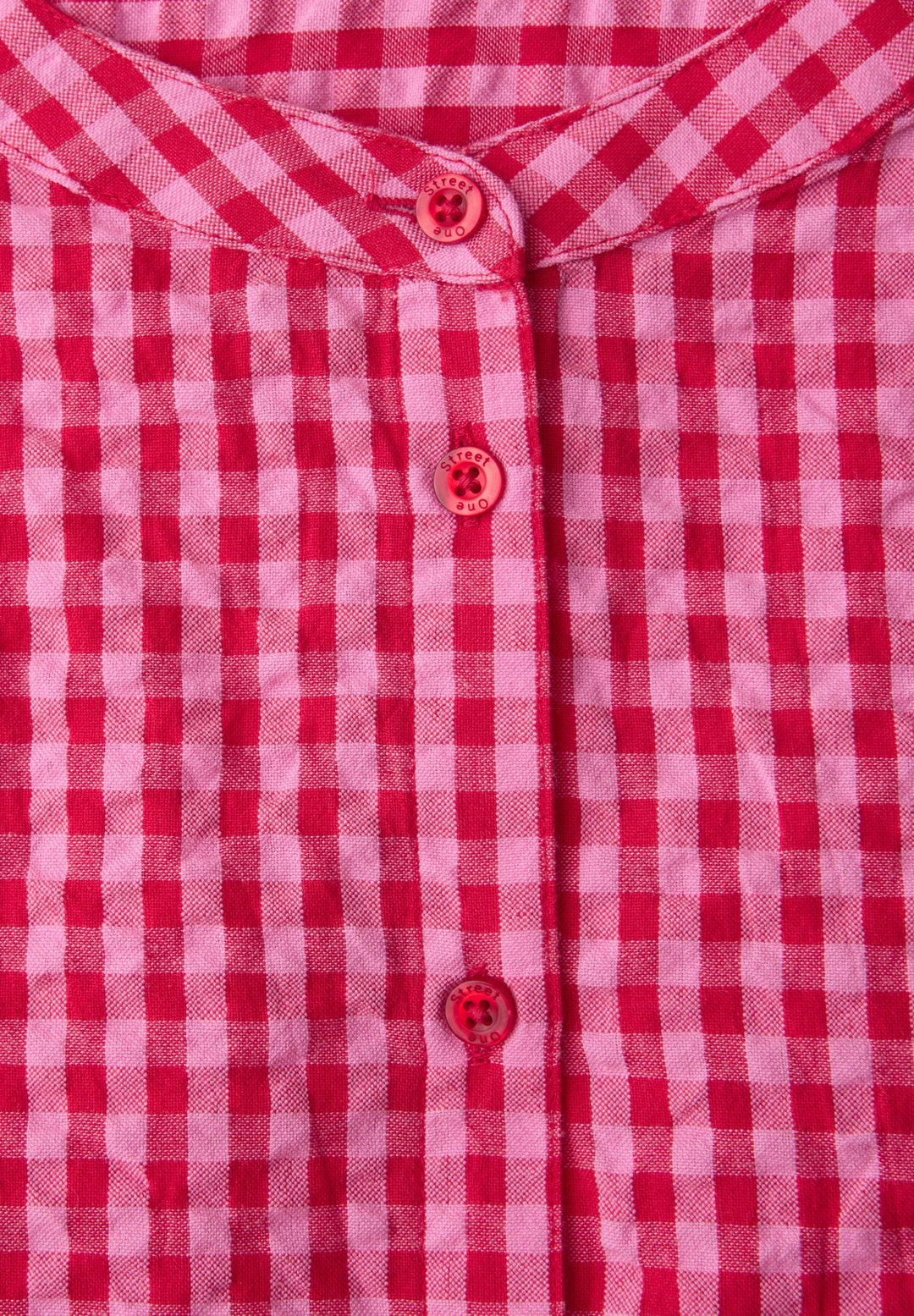 Vichy buttoned roundneck blous, salsa red 27504 Bild 2