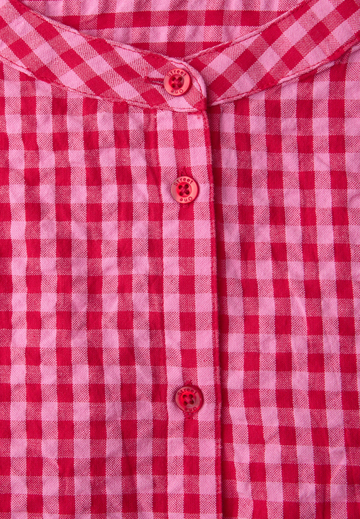 Vichy buttoned roundneck blous, salsa red 27504 Bild 2