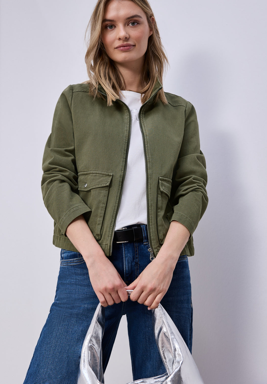 Washed Cotton Jkt w. Stand Up, Dark Vetiver Green 17226 Bild 3