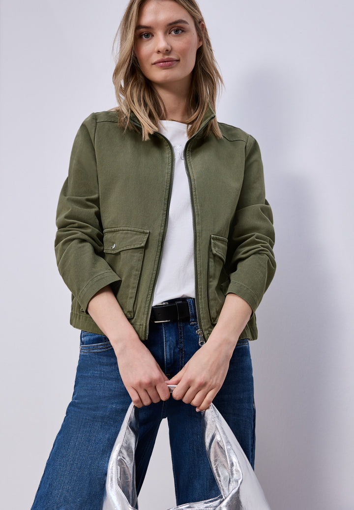 Washed Cotton Jkt w. Stand Up, Dark Vetiver Green 17226 Bild 3
