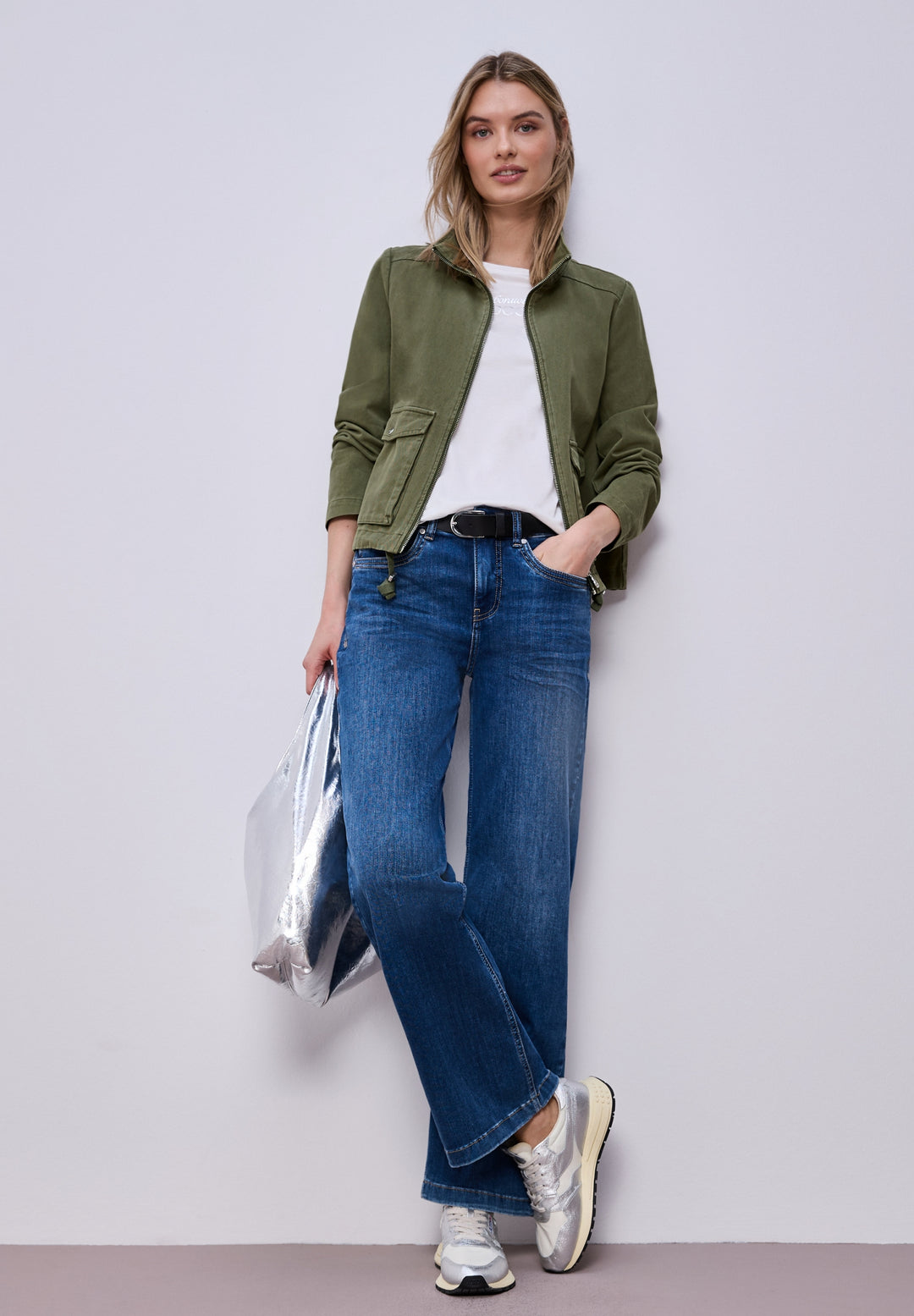 Washed Cotton Jkt w. Stand Up, Dark Vetiver Green 17226 Bild 5