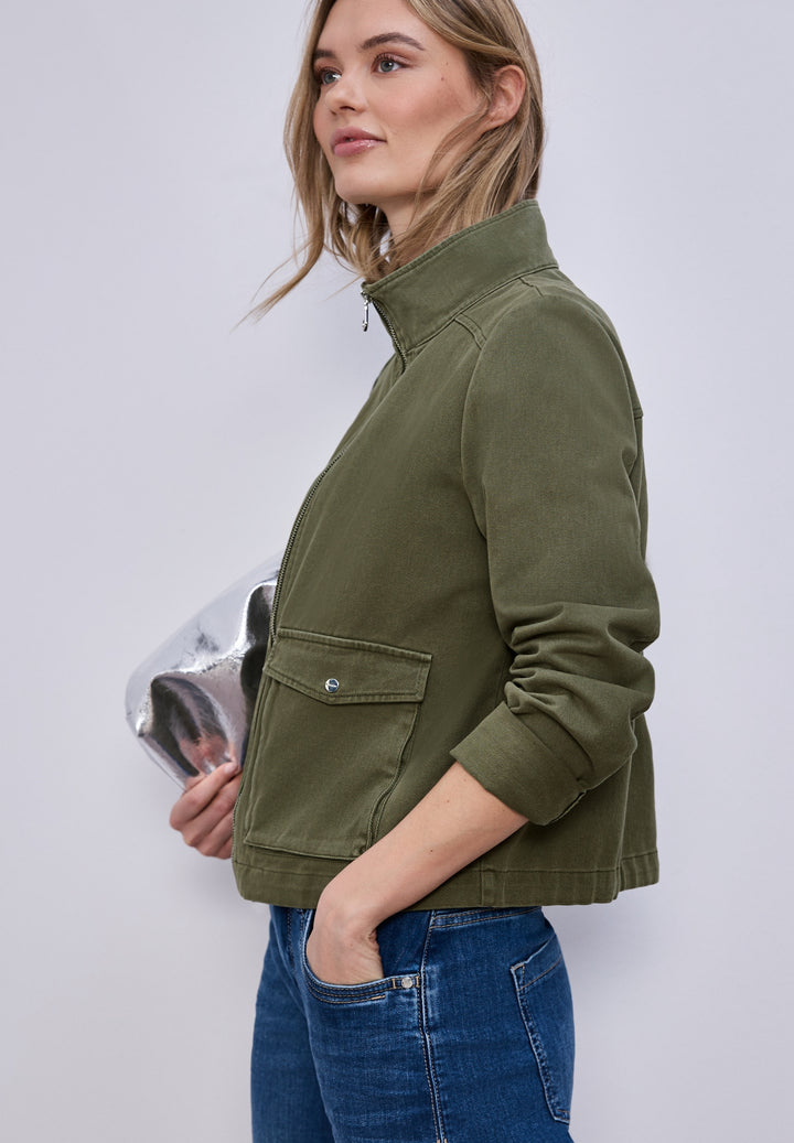 Washed Cotton Jkt w. Stand Up, Dark Vetiver Green 17226 Bild 7