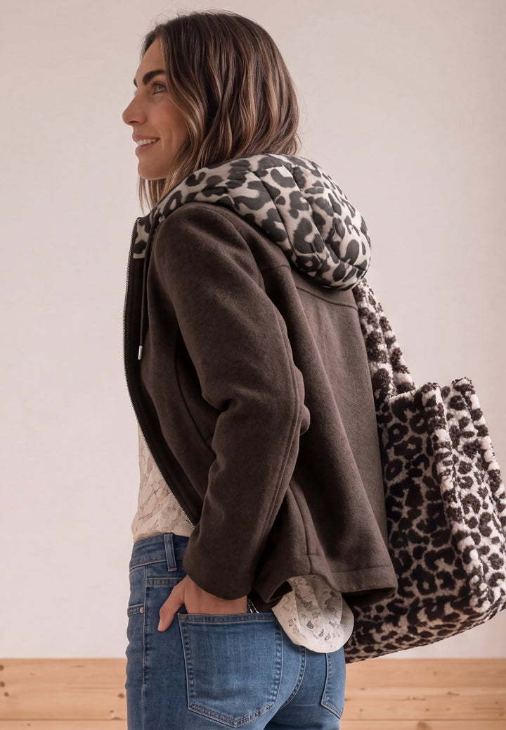 Wool Mat Mix Coat w. Removable, auburn brown 17111 Bild 4