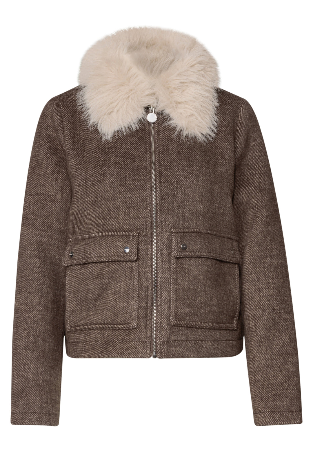Wool Overshirt w. removable Fa, auburn brown 17111 Bild 1