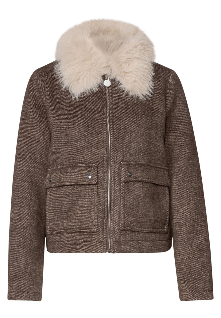 Wool Overshirt w. removable Fa, auburn brown 17111 Bild 1