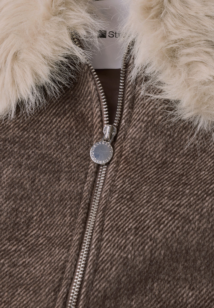 Wool Overshirt w. removable Fa, auburn brown 17111 Bild 2
