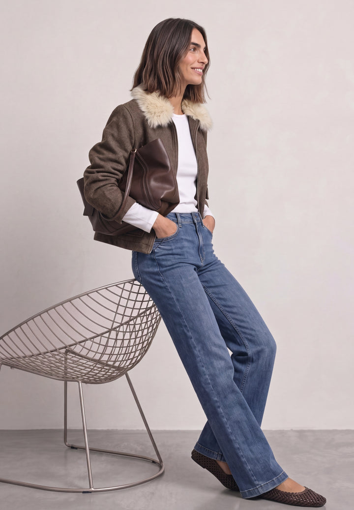Wool Overshirt w. removable Fa, auburn brown 17111 Bild 5