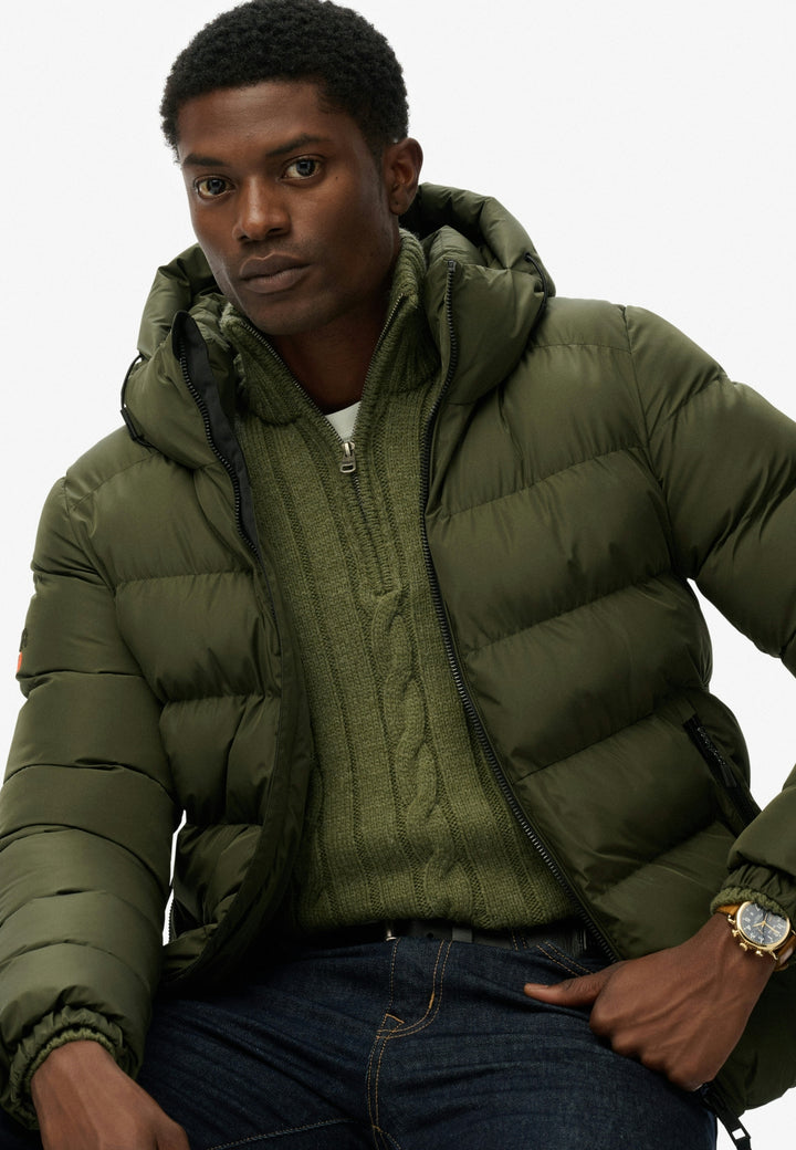 HOODED SPORTS PUFFER JACKET, Army Khaki/Army Khaki H1Q Bild 7