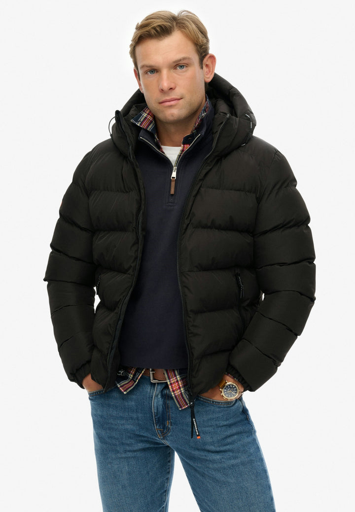 HOODED SPORTS PUFFER JACKET, Black/Black 16A Bild 1