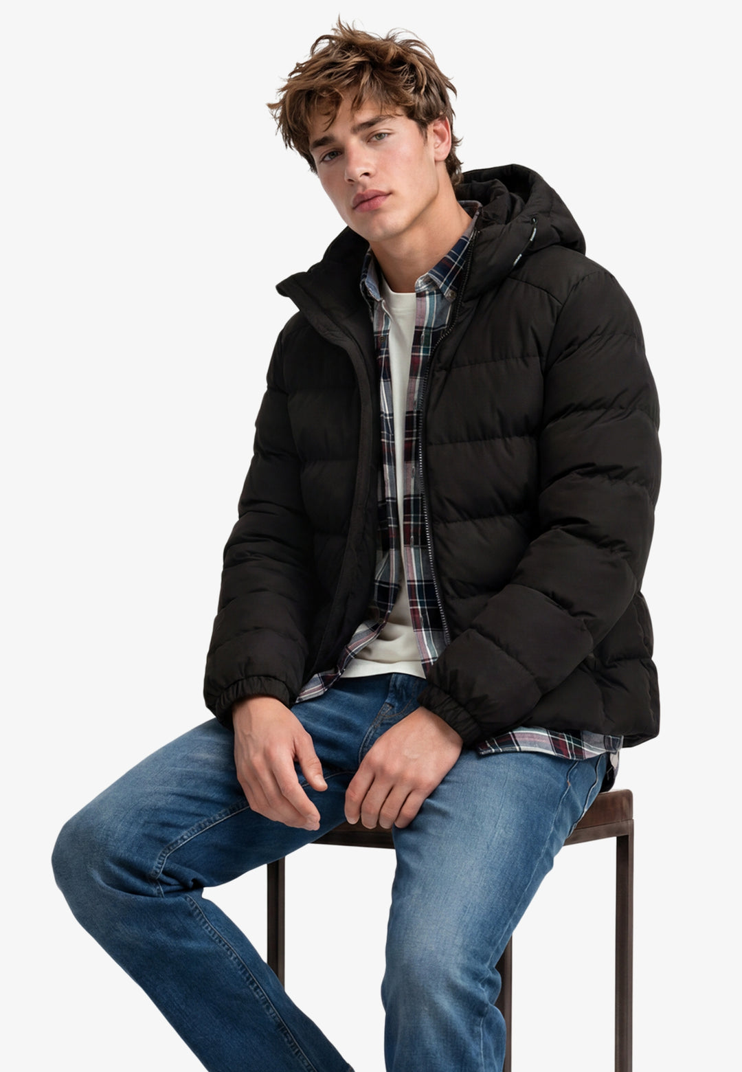 HOODED SPORTS PUFFER JACKET, Black/Black 16A Bild 7