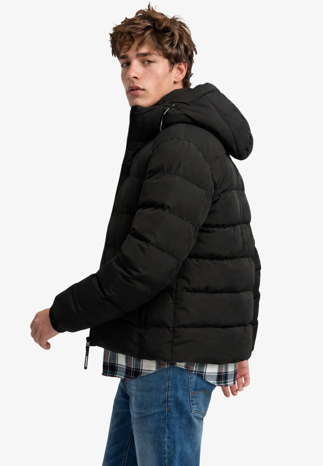 HOODED SPORTS PUFFER JACKET, Black/Black 16A Bild 9