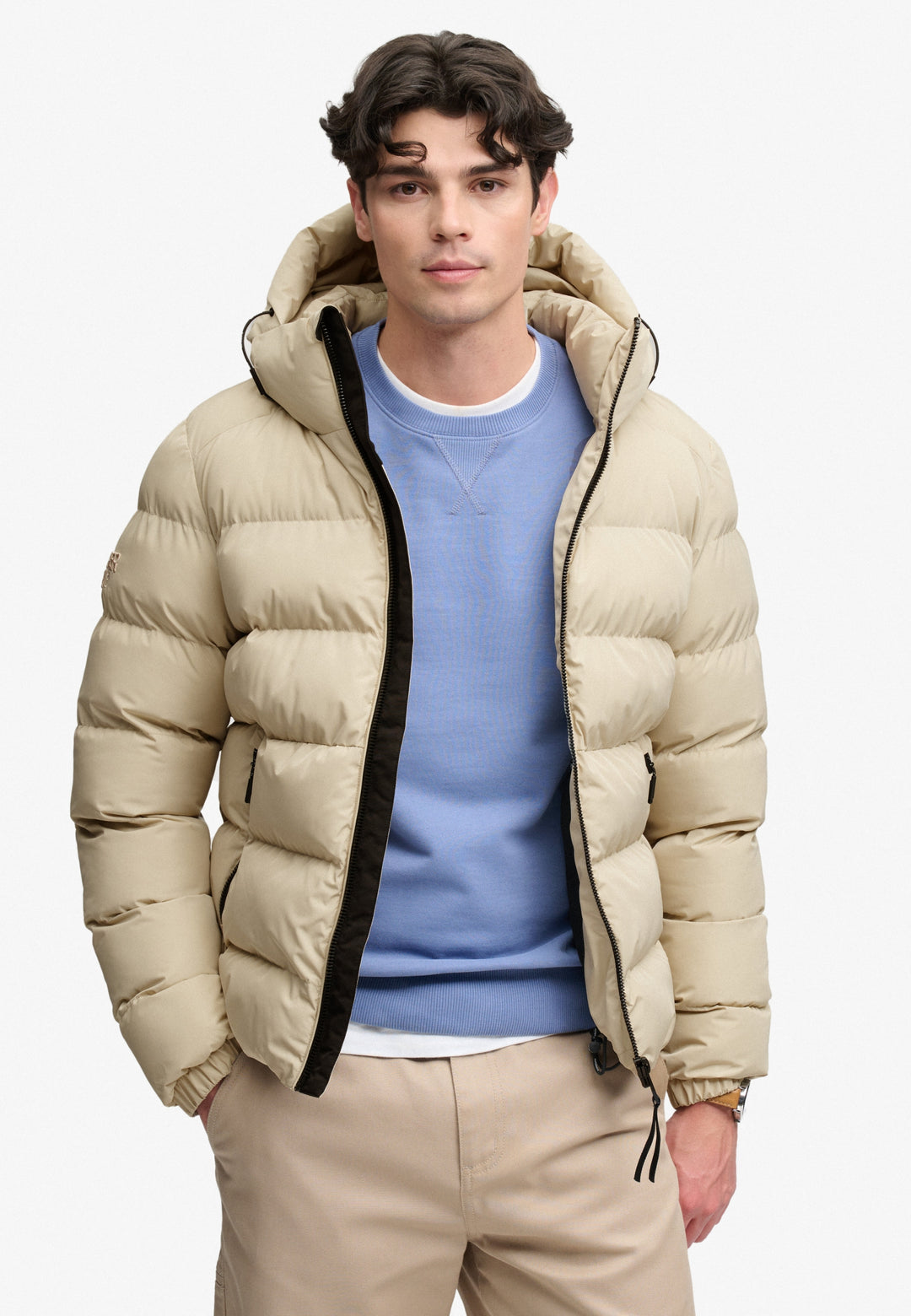 HOODED SPORTS PUFFER JACKET, Climbing Chalk L5O Bild 1