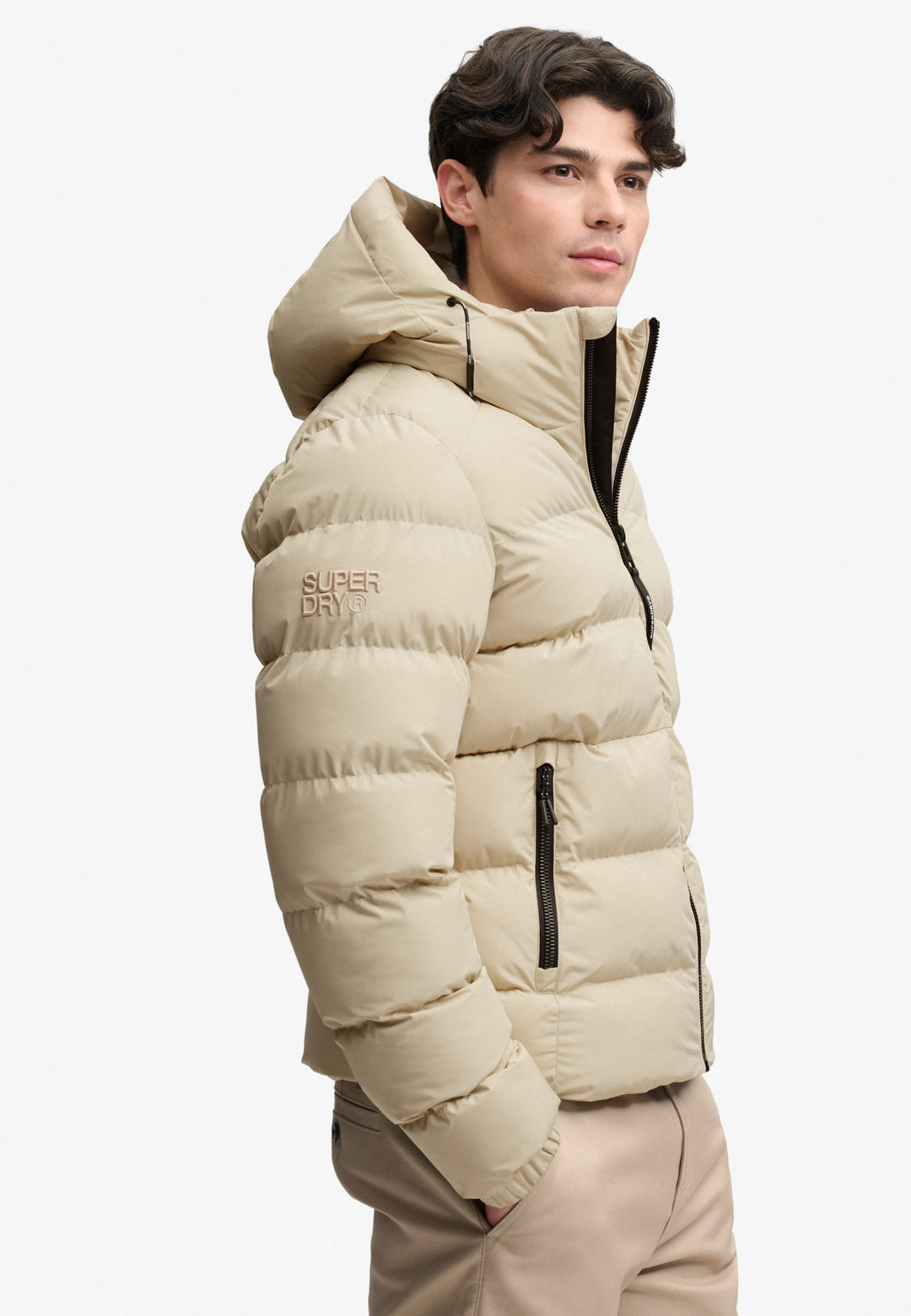 HOODED SPORTS PUFFER JACKET, Climbing Chalk L5O Bild 5