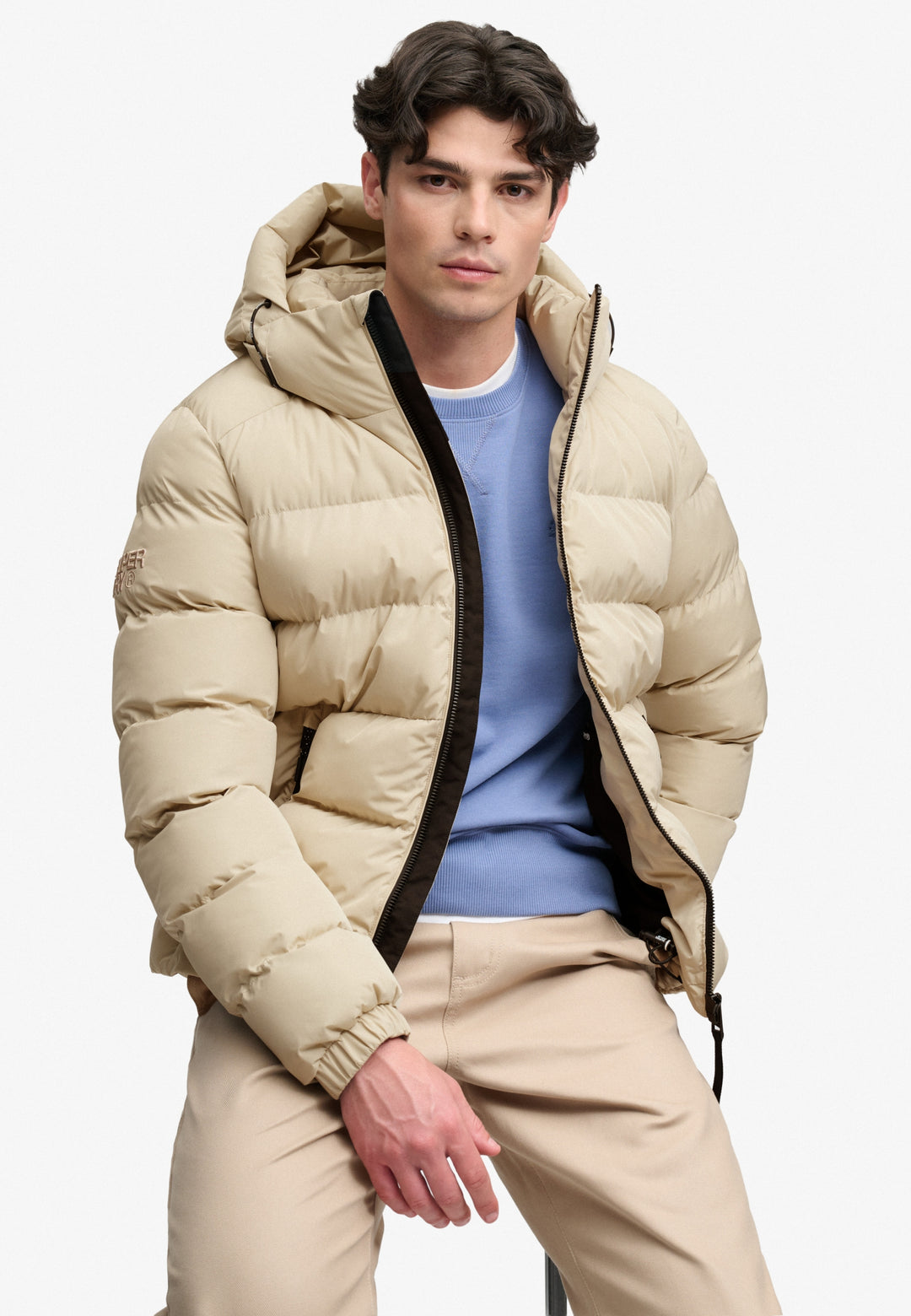HOODED SPORTS PUFFER JACKET, Climbing Chalk L5O Bild 7