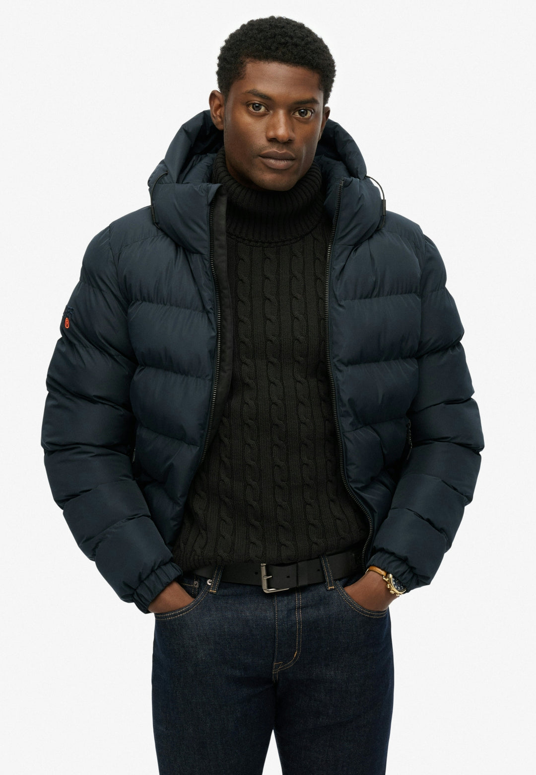 HOODED SPORTS PUFFER JACKET, Eclipse Navy/Eclipse Navy D9W Bild 1