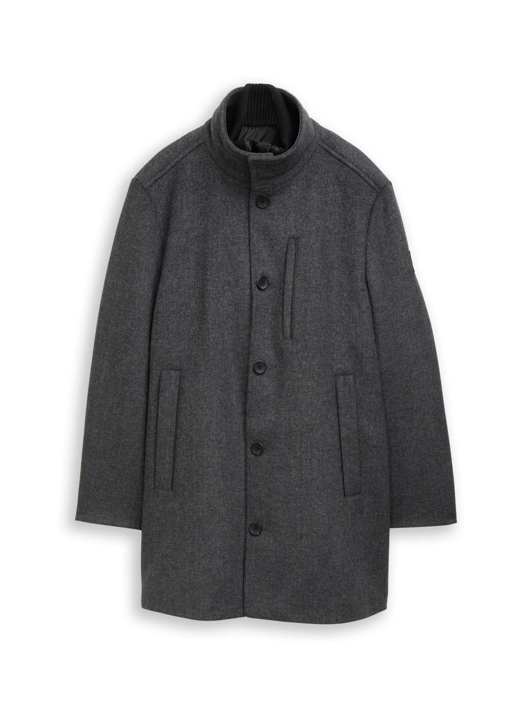 2 in 1 wool coat, dark grey black herringbone 30500 Bild 1