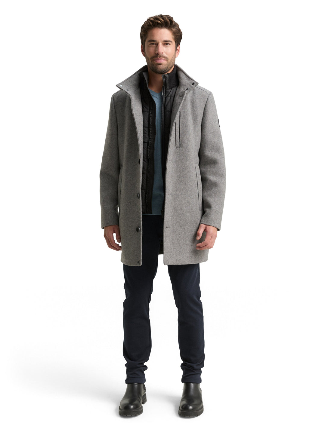 2 in 1 wool coat, light stone grey wool twill 30507 Bild 3