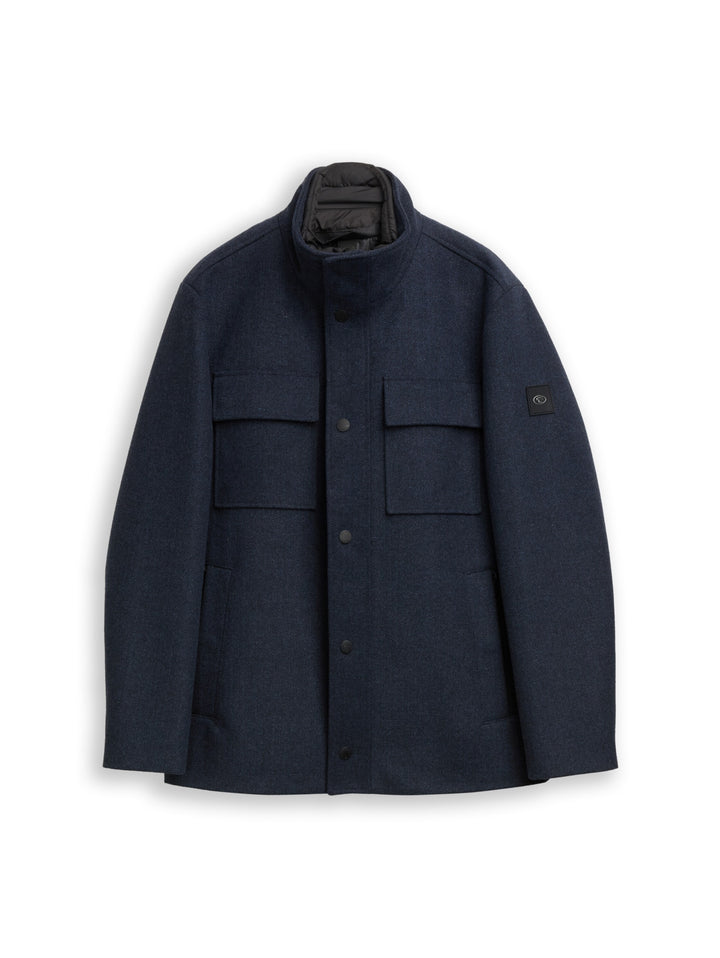 2 in 1 wool jacket, blue small herringbone 32530 Bild 1