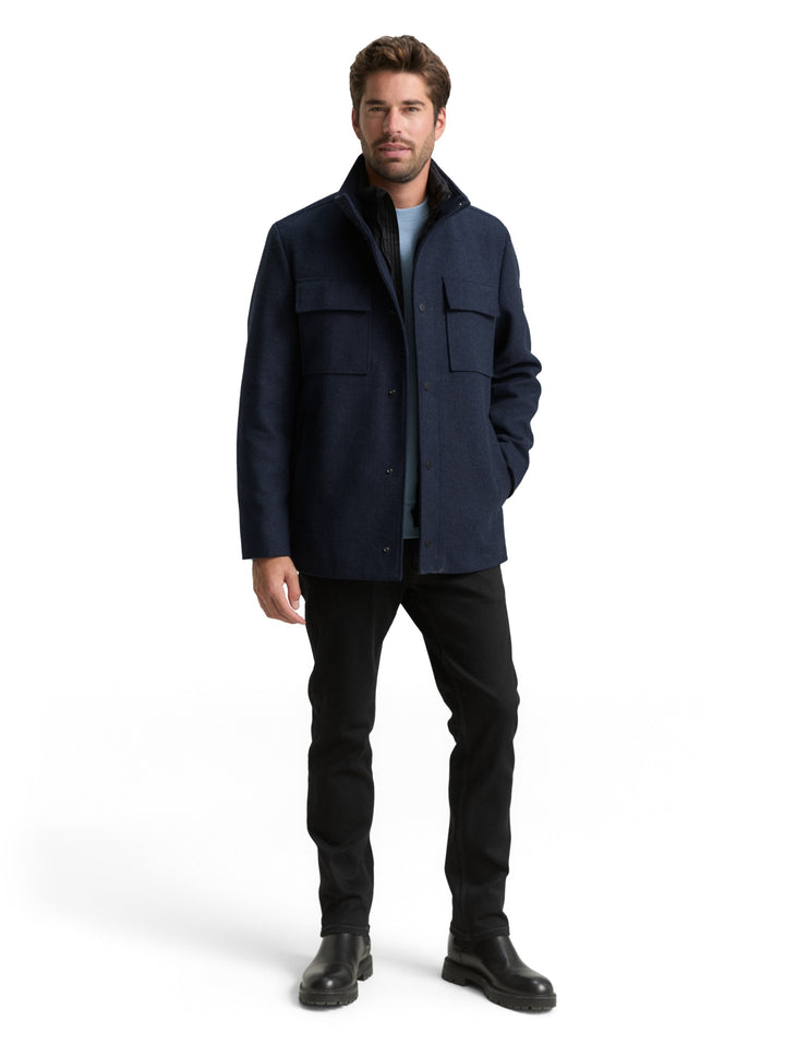 2 in 1 wool jacket, blue small herringbone 32530 Bild 3