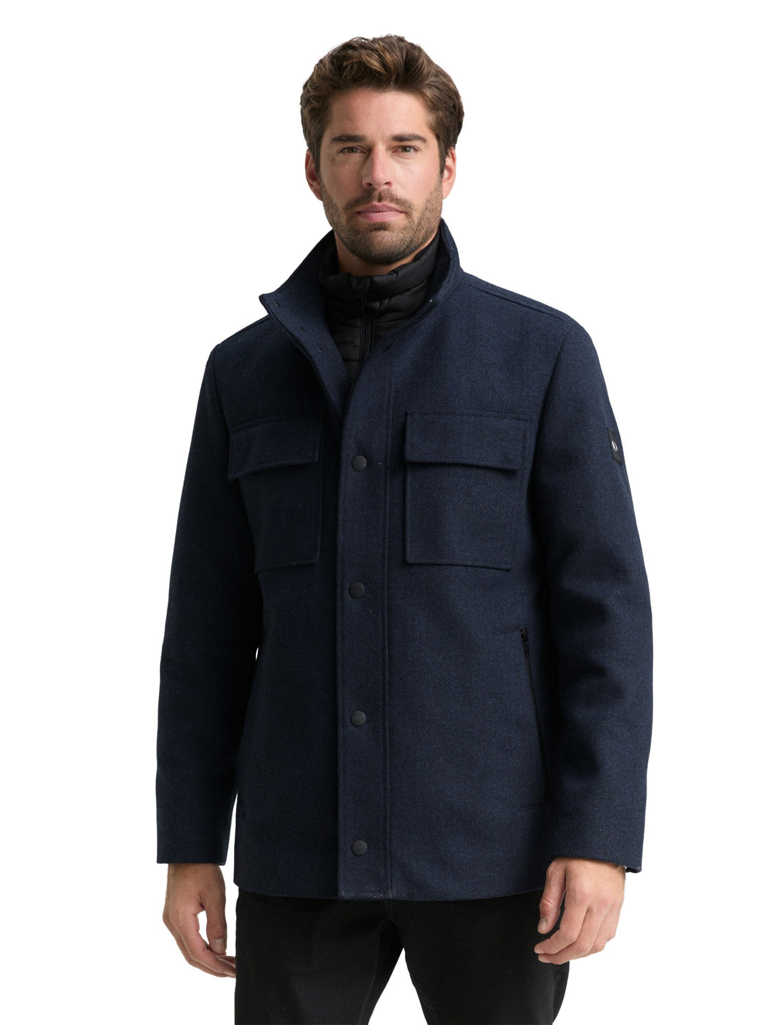 2 in 1 wool jacket, blue small herringbone 32530 Bild 5