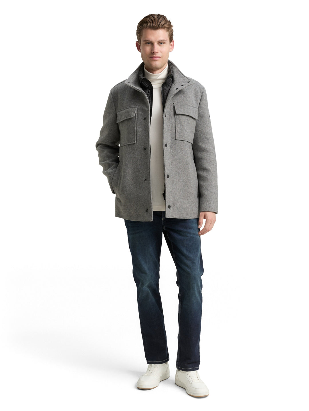 2 in 1 wool jacket, light stone grey wool twill 30507 Bild 3