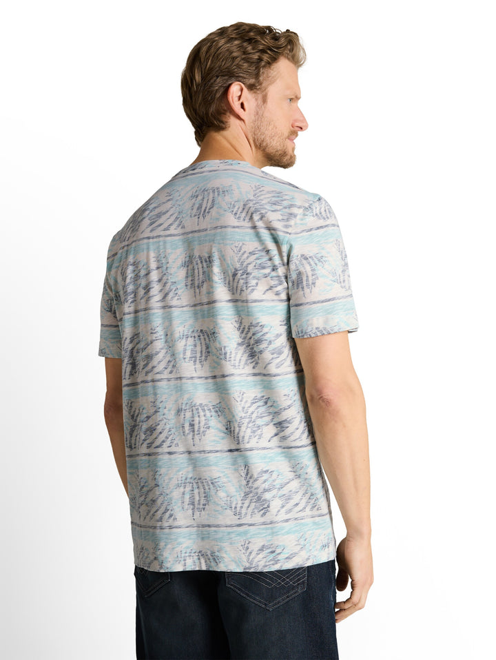 allover inside printed t-shirt, blue teal leaf stripe 39824 Bild 4