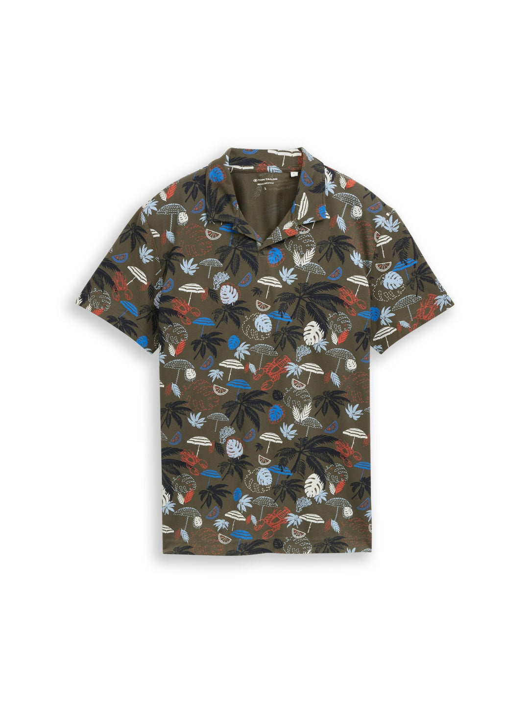 allover printed polo, leaf green beach design 40190 Bild 1