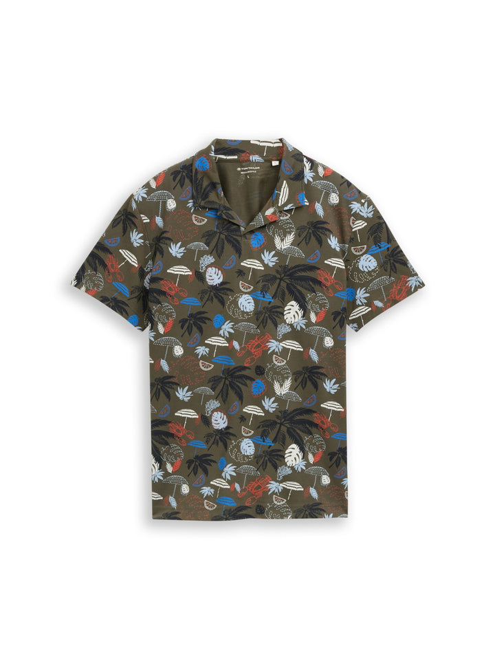 allover printed polo, leaf green beach design 40190 Bild 1