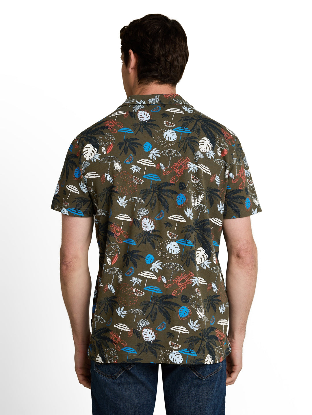 allover printed polo, leaf green beach design 40190 Bild 4