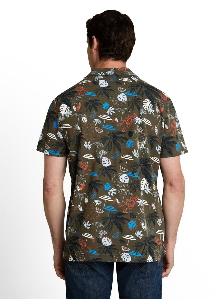 allover printed polo, leaf green beach design 40190 Bild 4