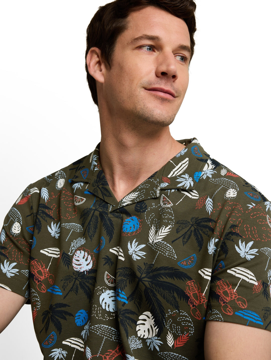 allover printed polo, leaf green beach design 40190 Bild 5
