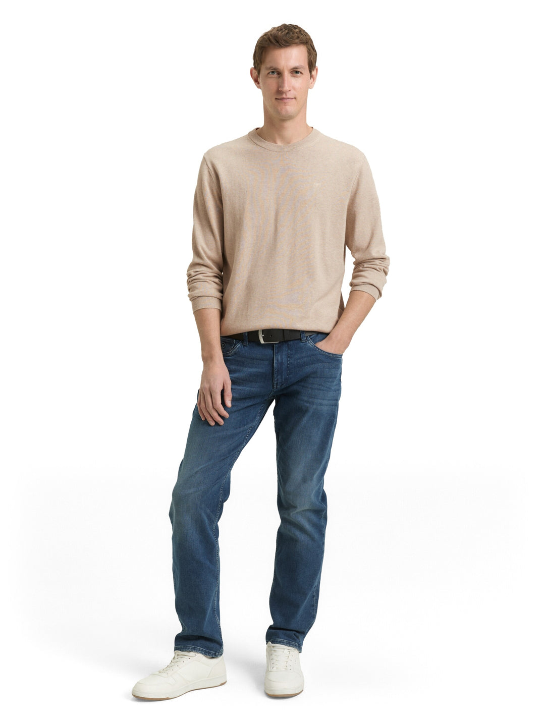 basic crewneck knit, cashew beige melange 38310 Bild 3