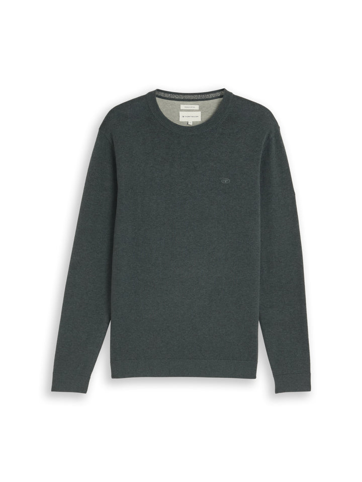basic crewneck knit, darkest olive melange 40543 Bild 1