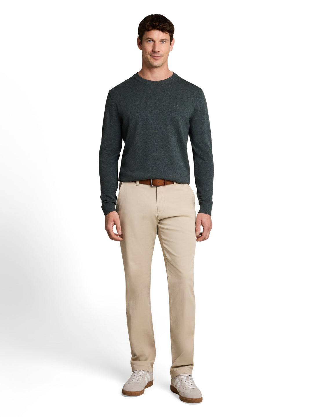 basic crewneck knit, darkest olive melange 40543 Bild 3