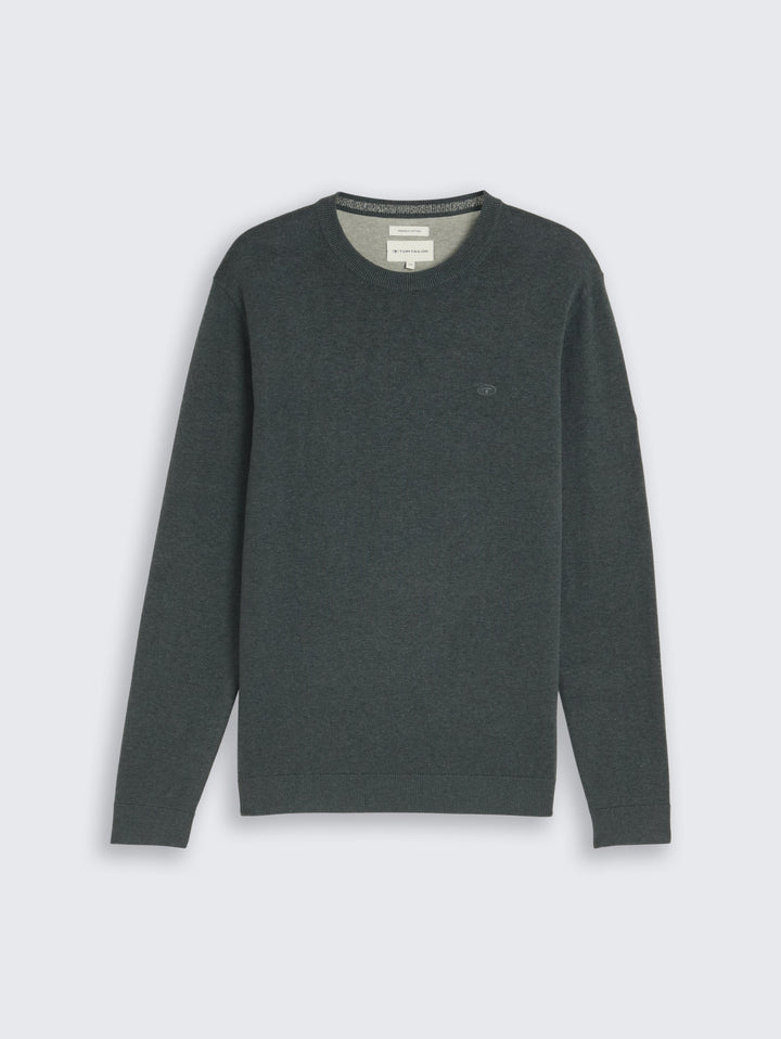 basic crewneck knit, darkest olive melange 40543 Bild 7