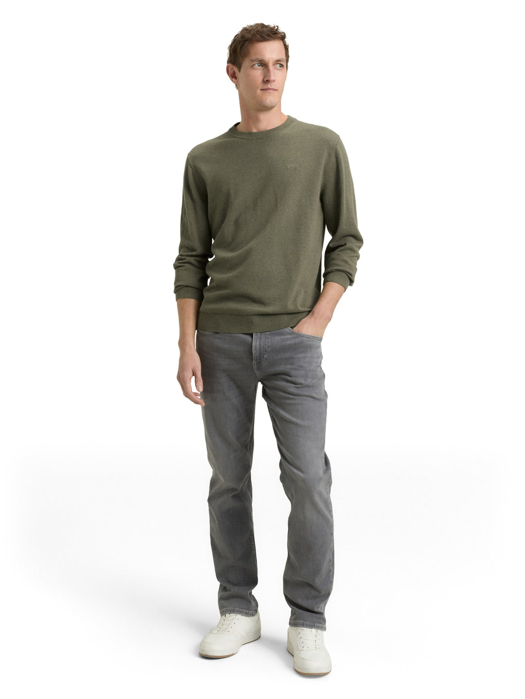 basic crewneck knit, tea leaf melange 39401 Bild 3