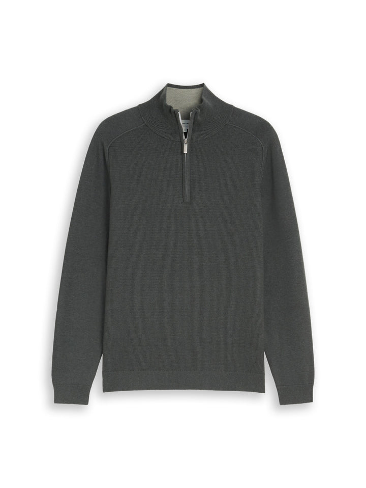 basic knit troyer, darkest olive melange 40543 Bild 1