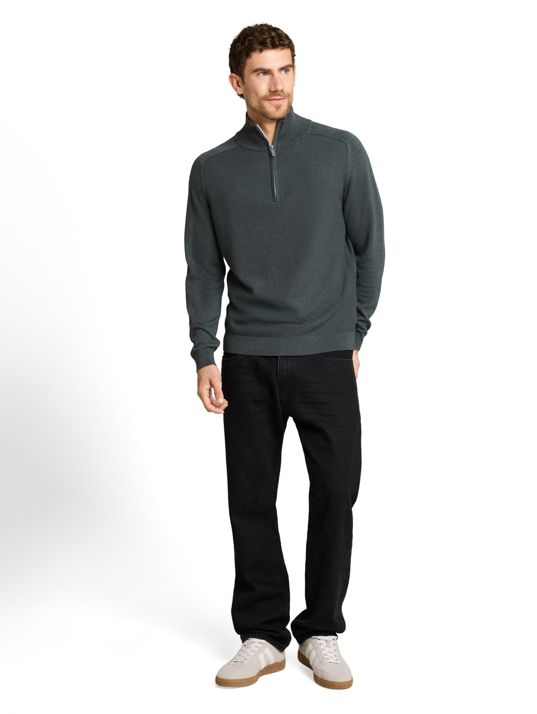 basic knit troyer, darkest olive melange 40543 Bild 3