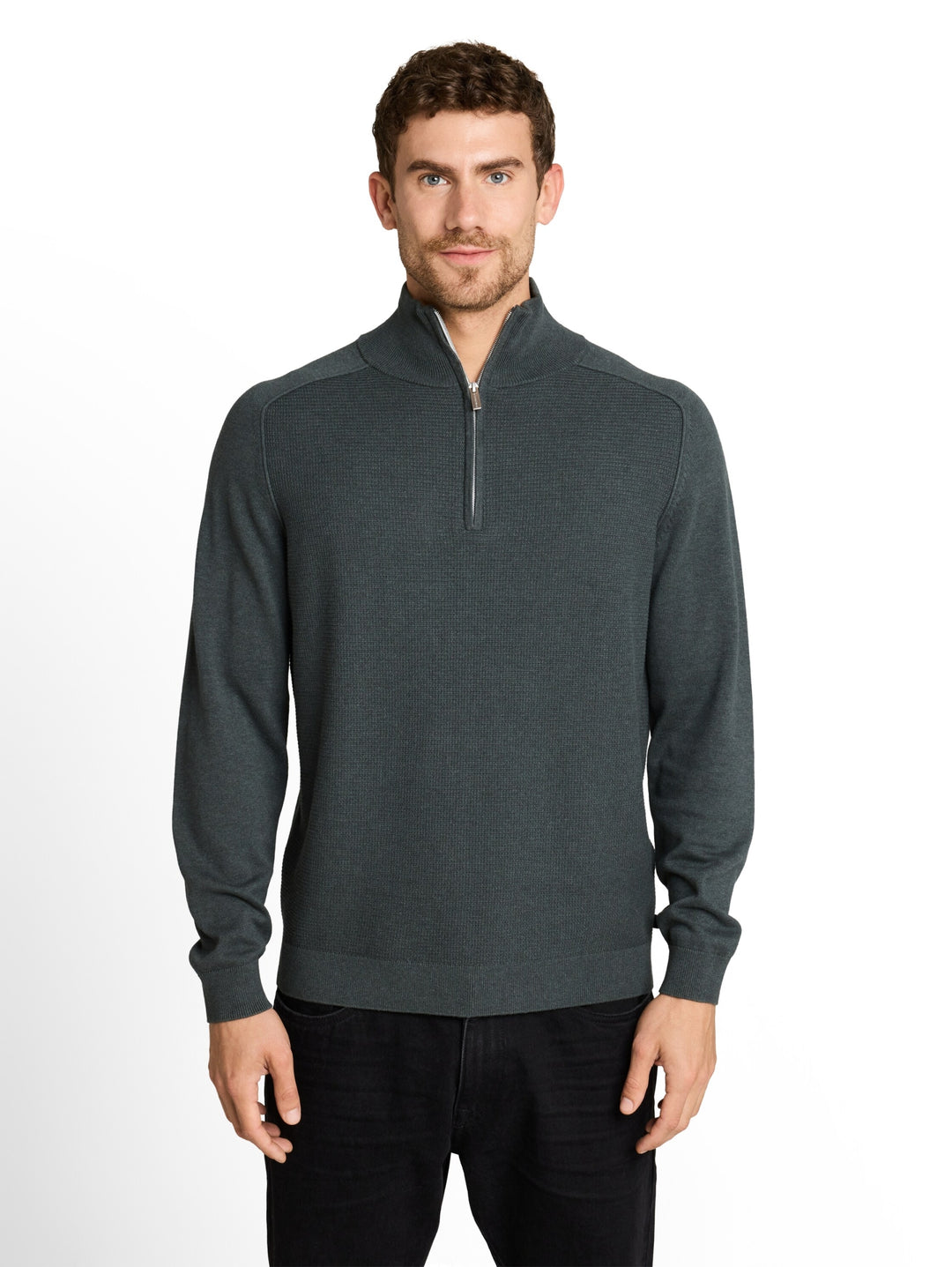basic knit troyer, darkest olive melange 40543 Bild 6
