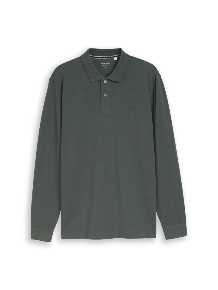 basic longsleeve polo, Darkest Olive 14406 Bild 1