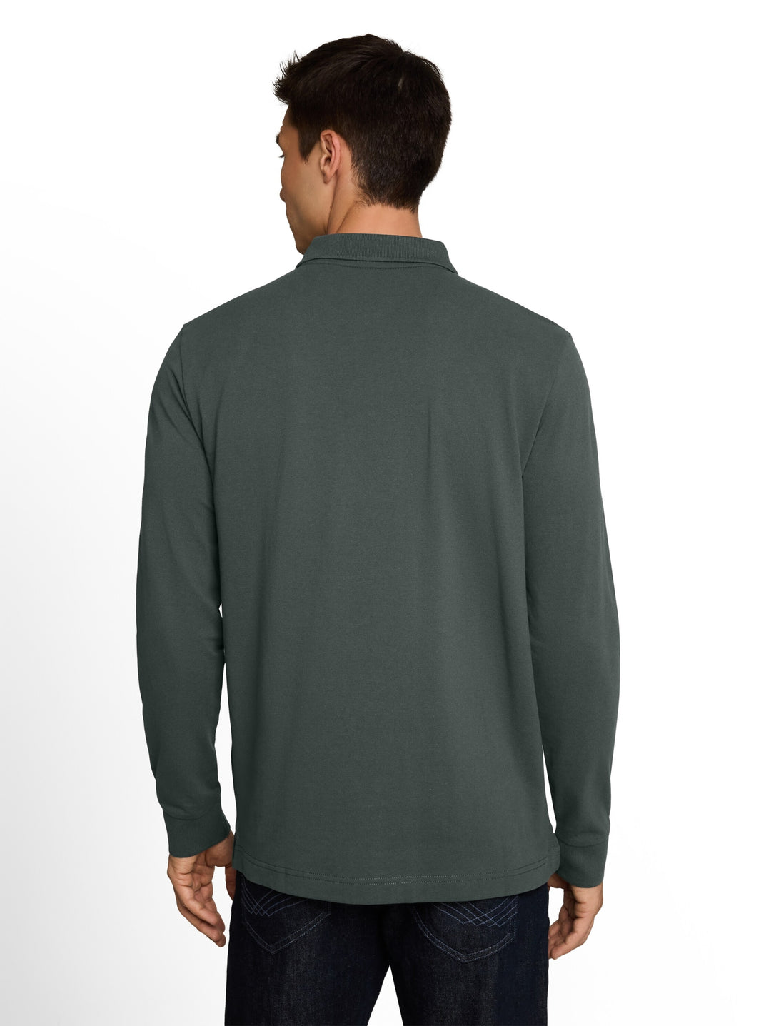 basic longsleeve polo, Darkest Olive 14406 Bild 4