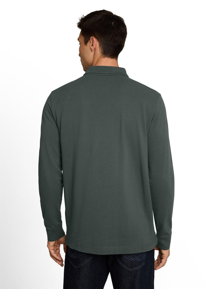 basic longsleeve polo, Darkest Olive 14406 Bild 4