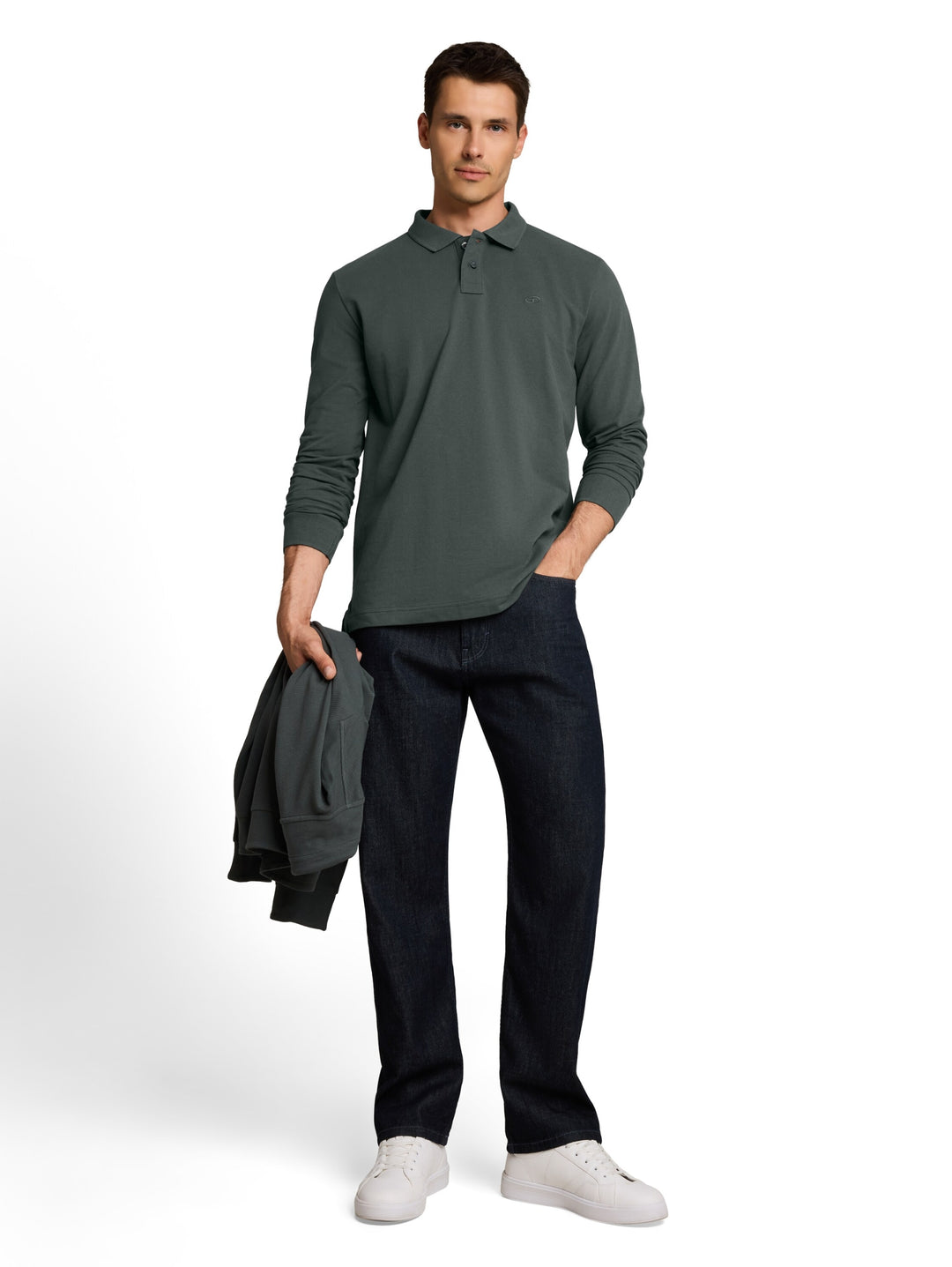 basic longsleeve polo, Darkest Olive 14406 Bild 9