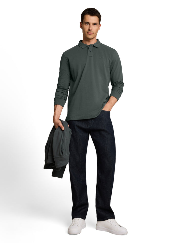 basic longsleeve polo, Darkest Olive 14406 Bild 9
