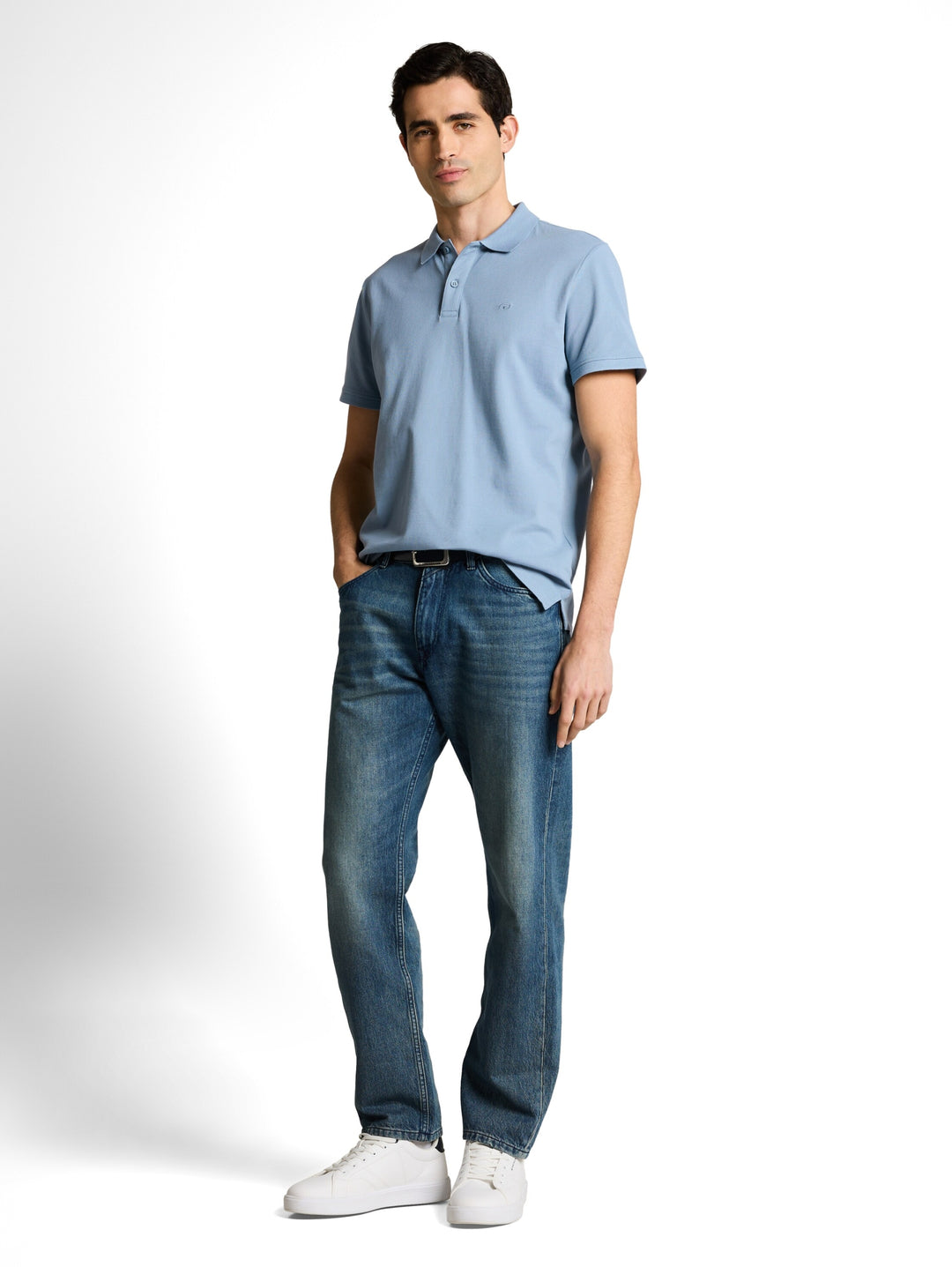 basic polo with contrast, mountain spring blue 39441 Bild 3